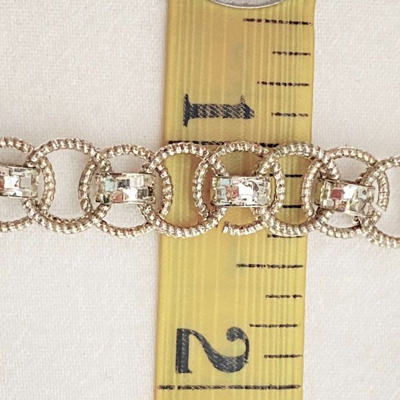 925 Plated Chain Necklace Twisted Double Rings Joined By Thicker Smaller Rings - Picture 7 of 7